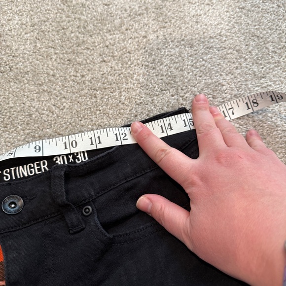 Stylish Black and Orange Plaid Men's Jeans - Picture 3 of 9